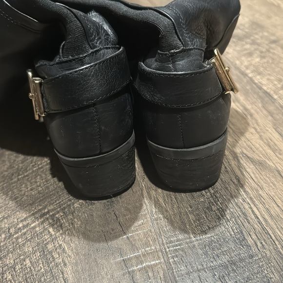 Vince Camuto Black Leather Riding Boots with gold buckles over the knee - Picture 9 of 13